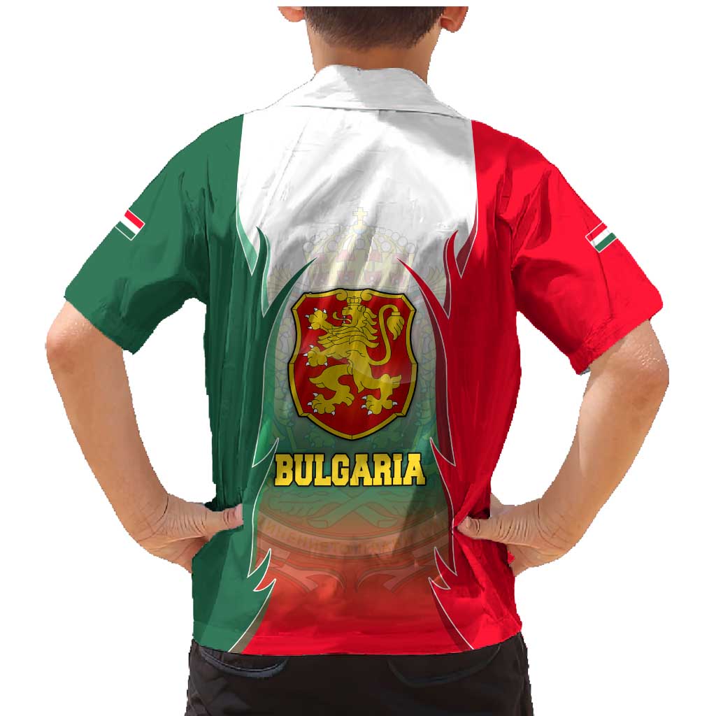 Bulgaria National Crest Family Matching Mermaid Dress and Hawaiian Shirt with Tricolor Design and Folk Cuff Pattern