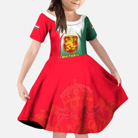 Bulgaria National Crest Family Matching Mermaid Dress and Hawaiian Shirt with Tricolor Design and Folk Cuff Pattern
