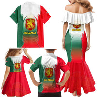 Bulgaria National Crest Family Matching Mermaid Dress and Hawaiian Shirt with Tricolor Design and Folk Cuff Pattern