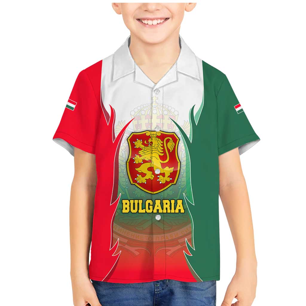 Bulgaria National Crest Family Matching Mermaid Dress and Hawaiian Shirt with Tricolor Design and Folk Cuff Pattern