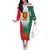 Bulgaria National Crest Family Matching Off The Shoulder Long Sleeve Dress and Hawaiian Shirt with Tricolor Design and Folk Cuff Pattern