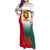 Bulgaria National Crest Family Matching Off Shoulder Maxi Dress and Hawaiian Shirt with Tricolor Design and Folk Cuff Pattern
