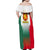 Bulgaria National Crest Family Matching Off Shoulder Maxi Dress and Hawaiian Shirt with Tricolor Design and Folk Cuff Pattern