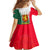 Bulgaria National Crest Family Matching Off Shoulder Short Dress and Hawaiian Shirt with Tricolor Design and Folk Cuff Pattern