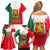 Bulgaria National Crest Family Matching Off Shoulder Short Dress and Hawaiian Shirt with Tricolor Design and Folk Cuff Pattern