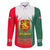 Bulgaria National Crest Family Matching Off Shoulder Short Dress and Hawaiian Shirt with Tricolor Design and Folk Cuff Pattern