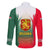 Bulgaria National Crest Family Matching Off Shoulder Short Dress and Hawaiian Shirt with Tricolor Design and Folk Cuff Pattern