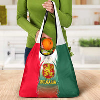 Bulgaria National Crest Grocery Bag with Tricolor Design and Folk Cuff Pattern