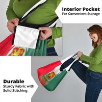 Bulgaria National Crest Grocery Bag with Tricolor Design and Folk Cuff Pattern