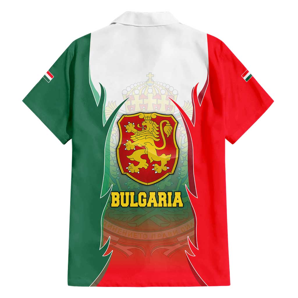 Bulgaria National Crest Hawaiian Shirt with Tricolor Design and Folk Cuff Pattern