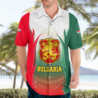 Bulgaria National Crest Hawaiian Shirt with Tricolor Design and Folk Cuff Pattern