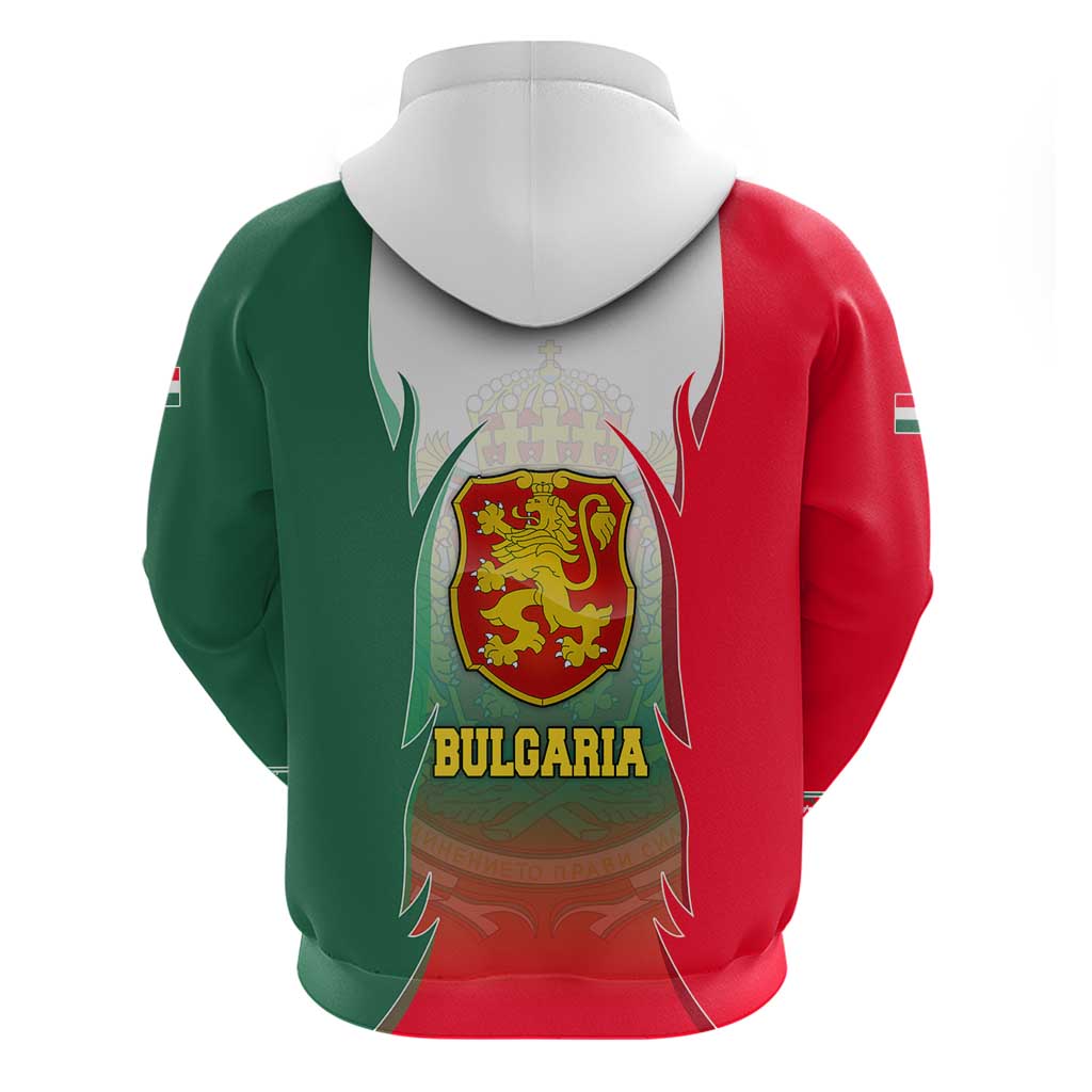 Bulgaria National Crest Hoodie with Tricolor Design and Folk Cuff Pattern