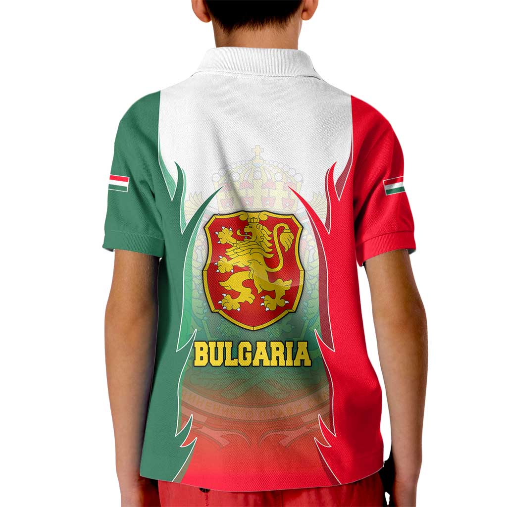 Bulgaria National Crest Kid Polo Shirt with Tricolor Design and Folk Cuff Pattern