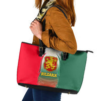 Bulgaria National Crest Leather Tote Bag with Tricolor Design and Folk Cuff Pattern
