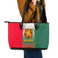 Bulgaria National Crest Leather Tote Bag with Tricolor Design and Folk Cuff Pattern