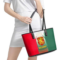 Bulgaria National Crest Leather Tote Bag with Tricolor Design and Folk Cuff Pattern