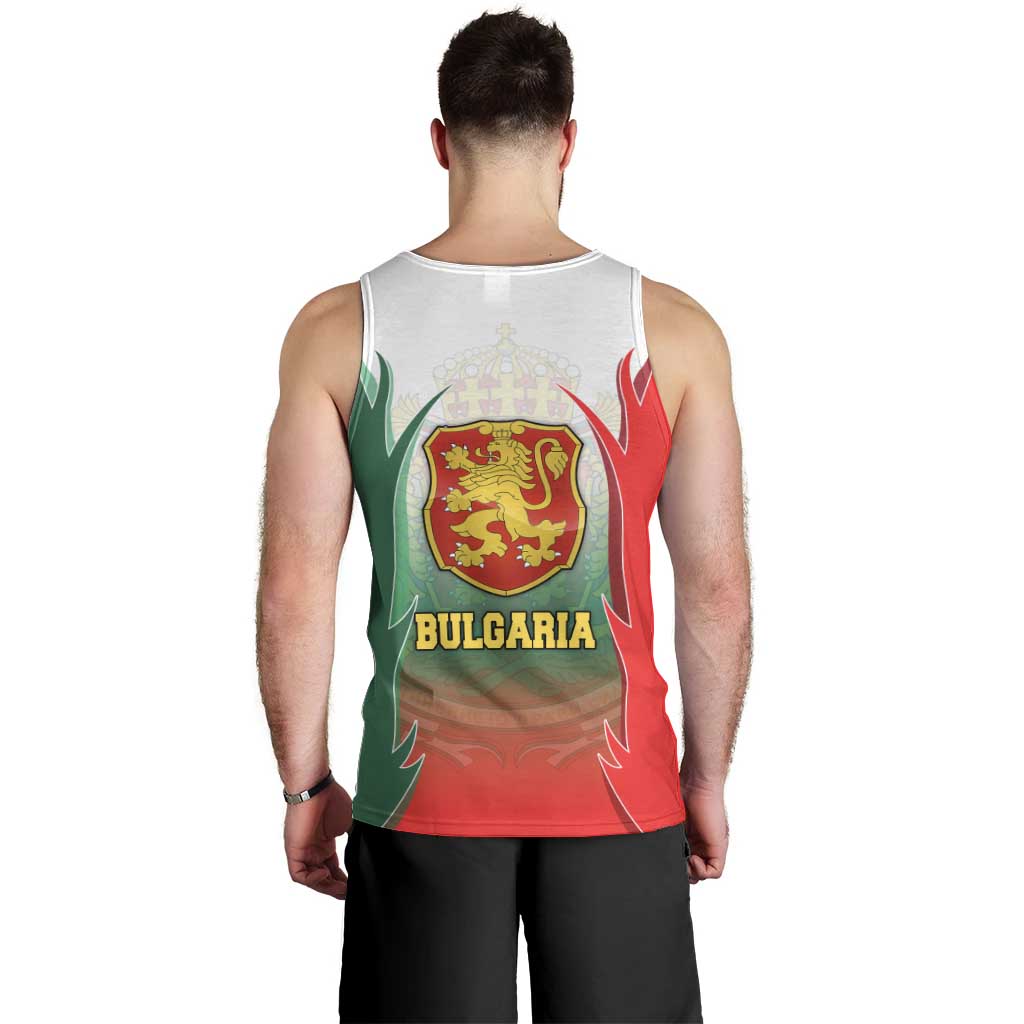 Bulgaria National Crest Men Tank Top with Tricolor Design and Folk Cuff Pattern