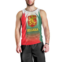Bulgaria National Crest Men Tank Top with Tricolor Design and Folk Cuff Pattern