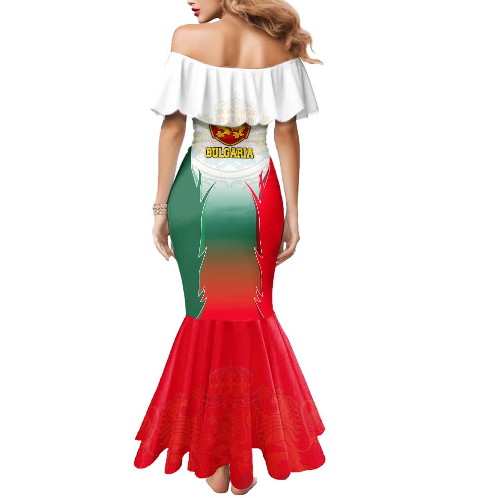 Bulgaria National Crest Mermaid Dress with Tricolor Design and Folk Cuff Pattern