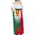 Bulgaria National Crest Off Shoulder Maxi Dress with Tricolor Design and Folk Cuff Pattern