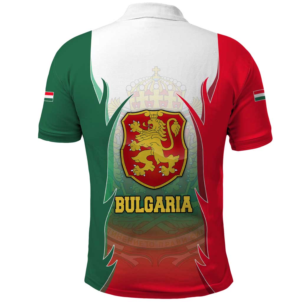 Bulgaria National Crest Polo Shirt with Tricolor Design and Folk Cuff Pattern