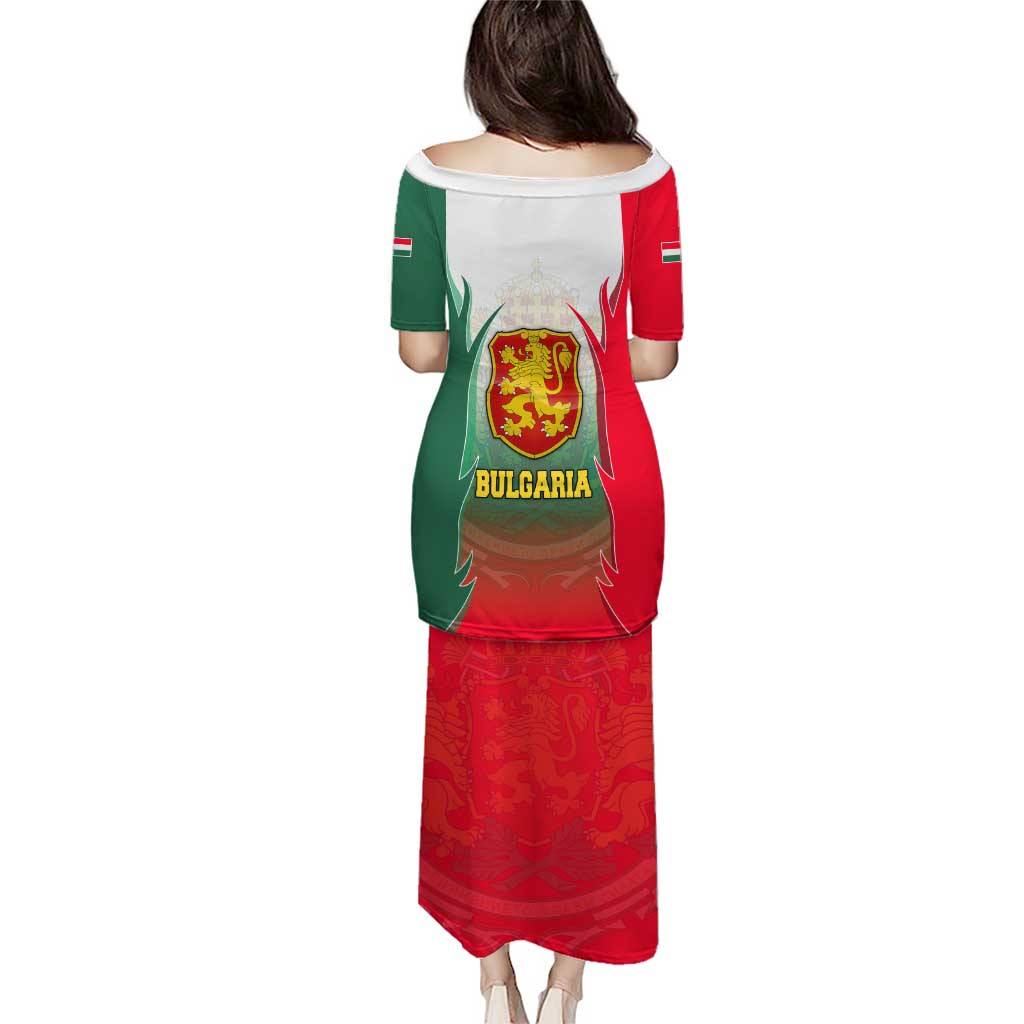 Bulgaria National Crest Puletasi with Tricolor Design and Folk Cuff Pattern