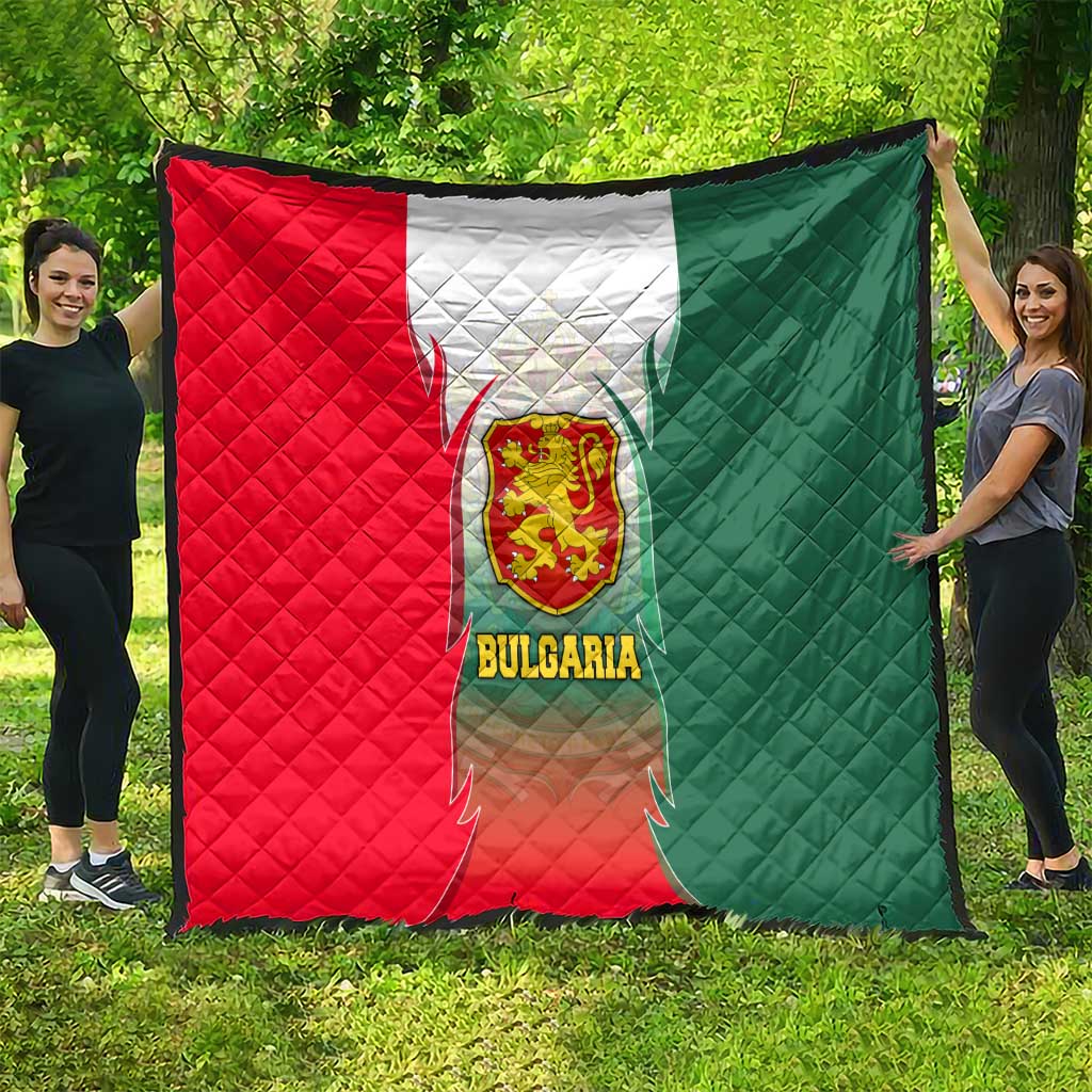 Bulgaria National Crest Quilt with Tricolor Design and Folk Cuff Pattern