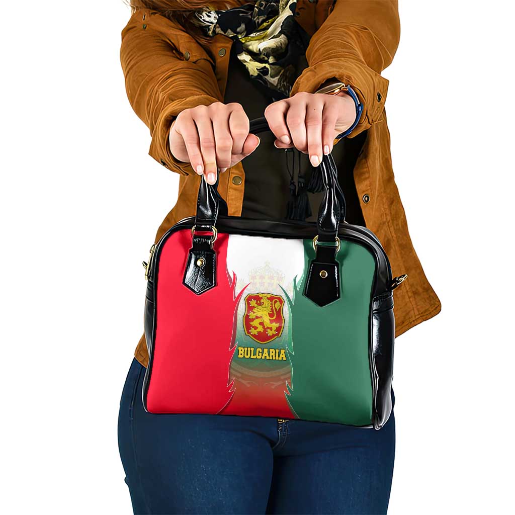 Bulgaria National Crest Shoulder Handbag with Tricolor Design and Folk Cuff Pattern