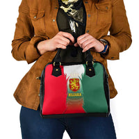 Bulgaria National Crest Shoulder Handbag with Tricolor Design and Folk Cuff Pattern