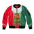 Bulgaria National Crest Sleeve Zip Bomber Jacket with Tricolor Design and Folk Cuff Pattern