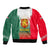 Bulgaria National Crest Sleeve Zip Bomber Jacket with Tricolor Design and Folk Cuff Pattern