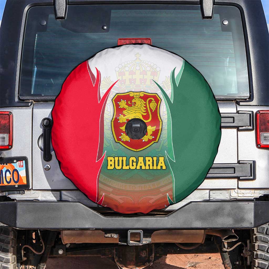Bulgaria National Crest Spare Tire Cover with Tricolor Design and Folk Cuff Pattern
