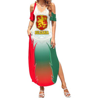 Bulgaria National Crest Summer Maxi Dress with Tricolor Design and Folk Cuff Pattern