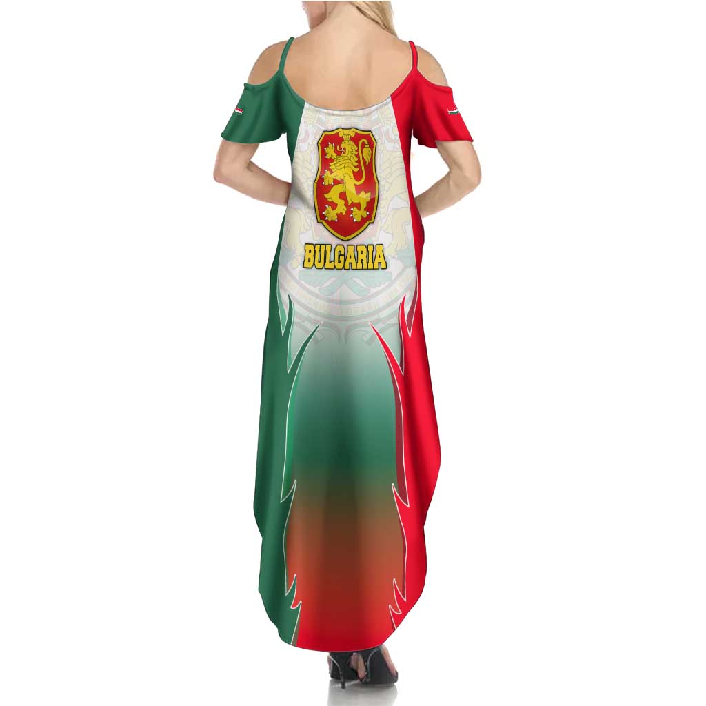 Bulgaria National Crest Summer Maxi Dress with Tricolor Design and Folk Cuff Pattern
