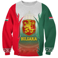 Bulgaria National Crest Sweatshirt with Tricolor Design and Folk Cuff Pattern