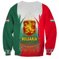 Bulgaria National Crest Sweatshirt with Tricolor Design and Folk Cuff Pattern
