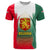 Bulgaria National Crest T Shirt with Tricolor Design and Folk Cuff Pattern