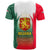 Bulgaria National Crest T Shirt with Tricolor Design and Folk Cuff Pattern