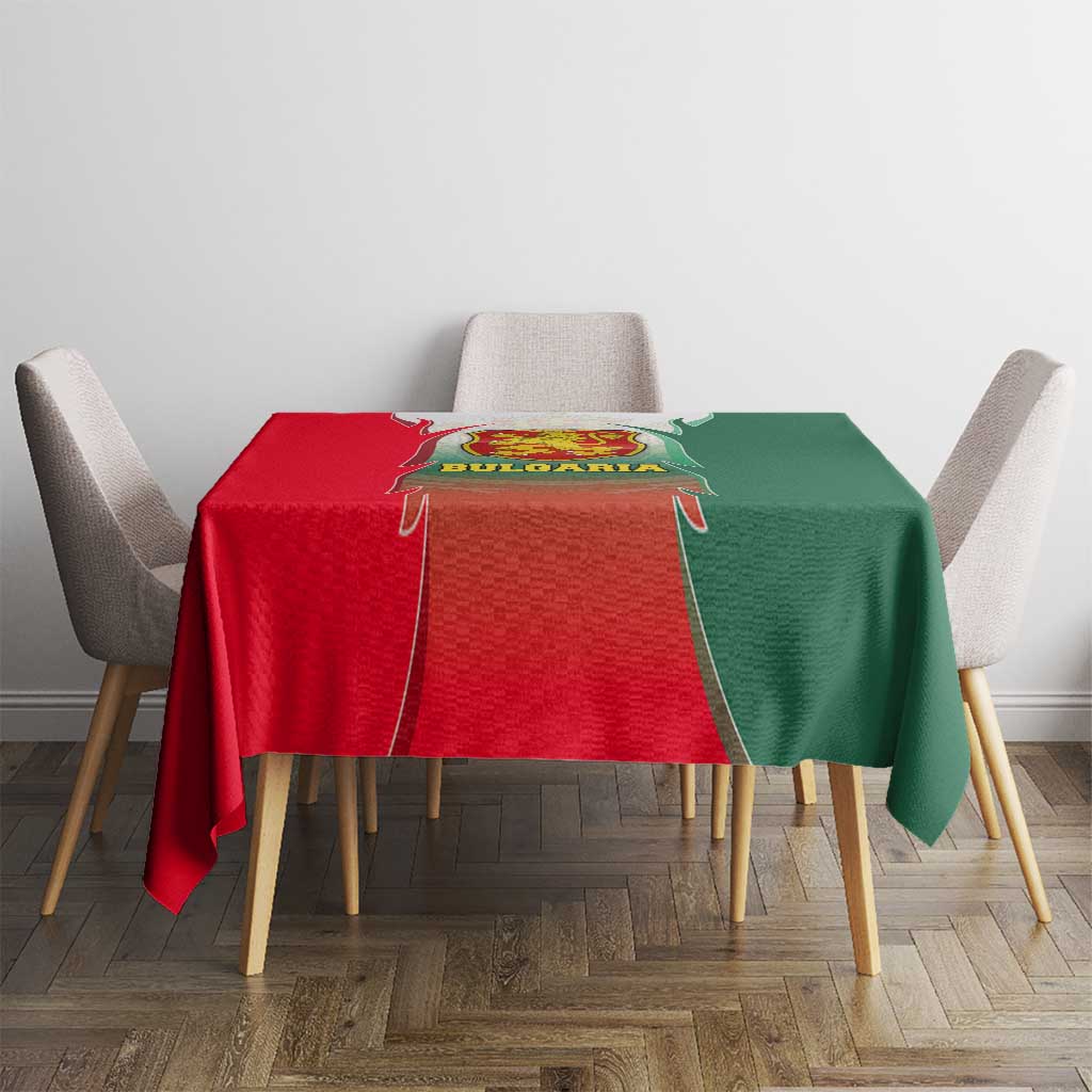 Bulgaria National Crest Tablecloth with Tricolor Design and Folk Cuff Pattern