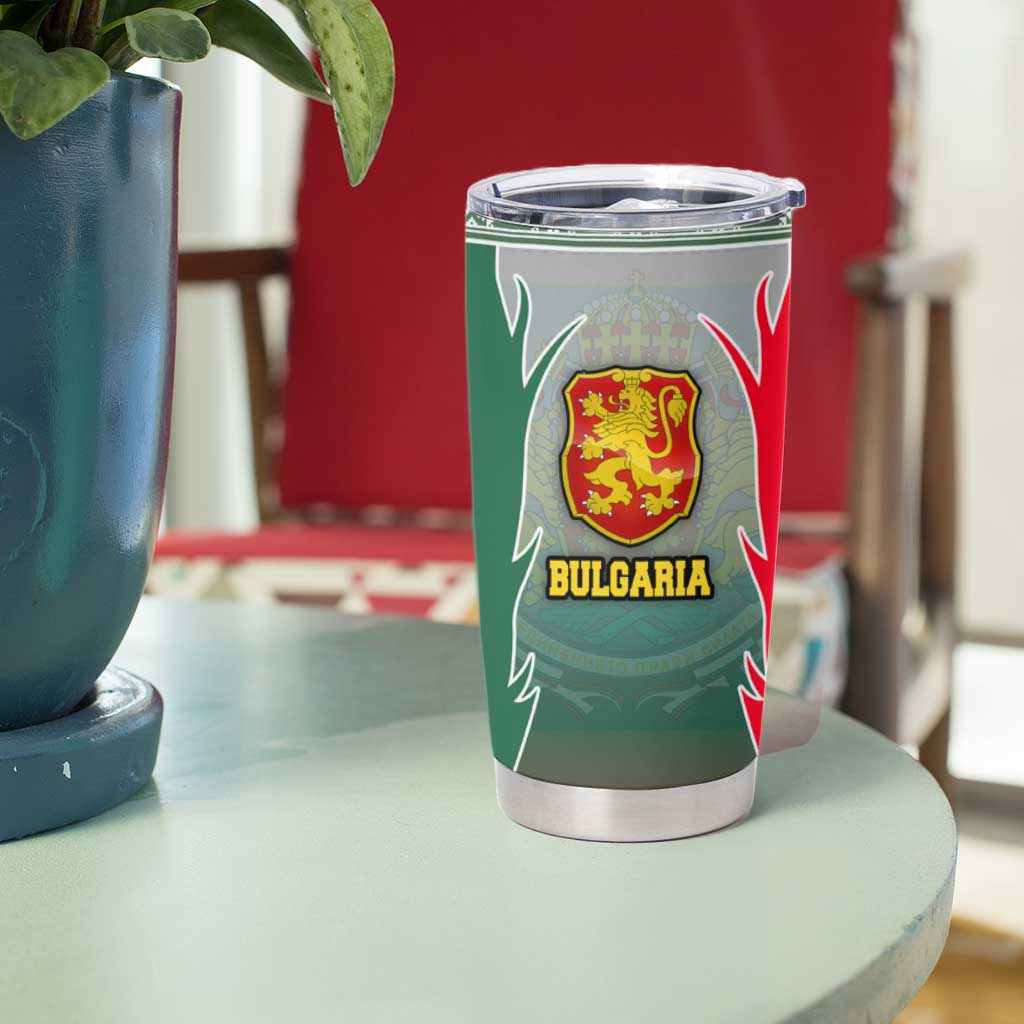 Bulgaria National Crest Tumbler Cup with Tricolor Design and Folk Cuff Pattern