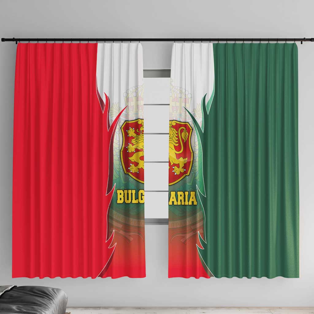 Bulgaria National Crest Window Curtain with Tricolor Design and Folk Cuff Pattern