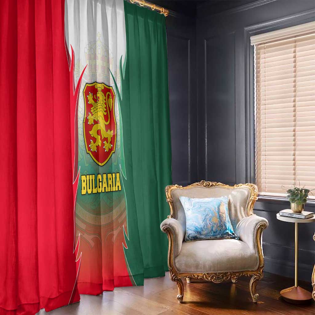 Bulgaria National Crest Window Curtain with Tricolor Design and Folk Cuff Pattern