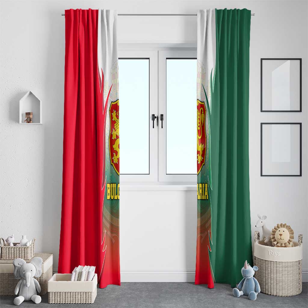 Bulgaria National Crest Window Curtain with Tricolor Design and Folk Cuff Pattern