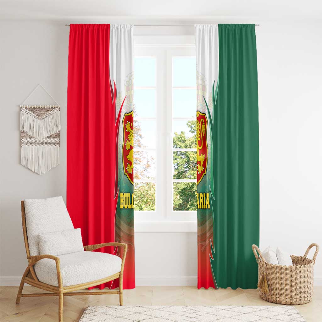 Bulgaria National Crest Window Curtain with Tricolor Design and Folk Cuff Pattern