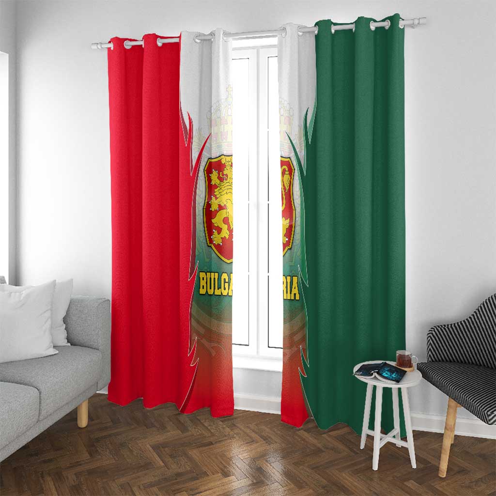 Bulgaria National Crest Window Curtain with Tricolor Design and Folk Cuff Pattern