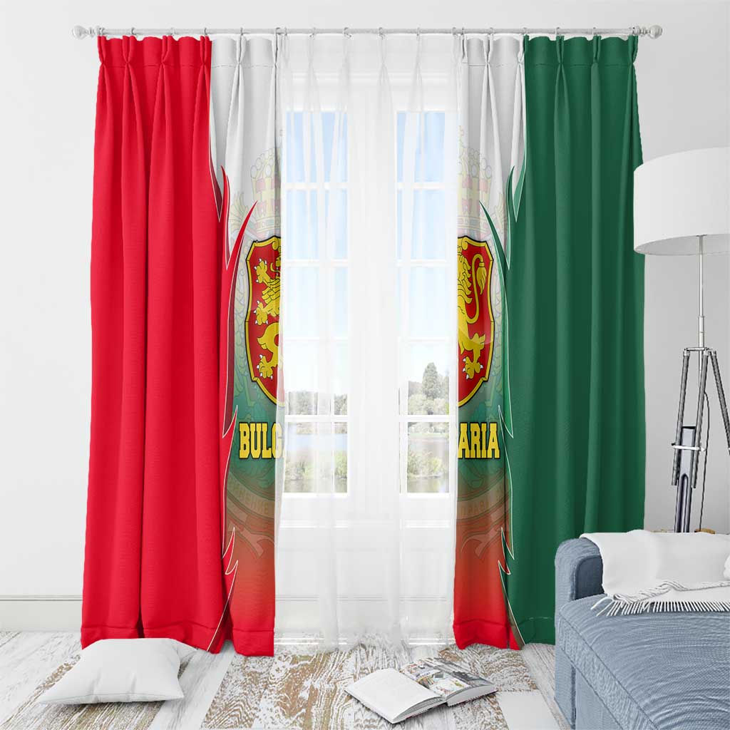Bulgaria National Crest Window Curtain with Tricolor Design and Folk Cuff Pattern
