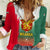 Bulgaria National Crest Women Casual Shirt with Tricolor Design and Folk Cuff Pattern
