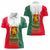 Bulgaria National Crest Women Polo Shirt with Tricolor Design and Folk Cuff Pattern