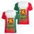 Bulgaria National Crest Women V-Neck T-Shirt with Tricolor Design and Folk Cuff Pattern
