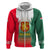 Bulgaria National Crest Zip Hoodie with Tricolor Design and Folk Cuff Pattern